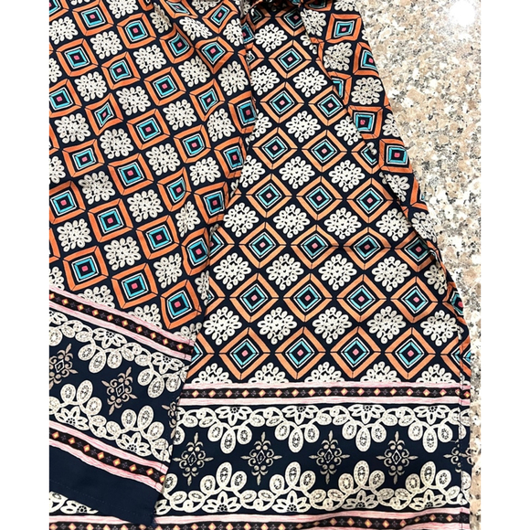 Skies are blue orange diamond pattern‎ side slit dress - Picture 4 of 8